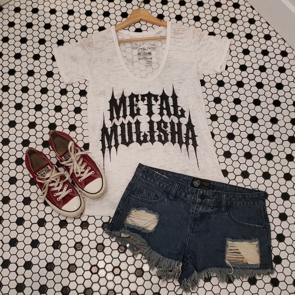Metal Mulisha MM Spikes Burnout Tee White